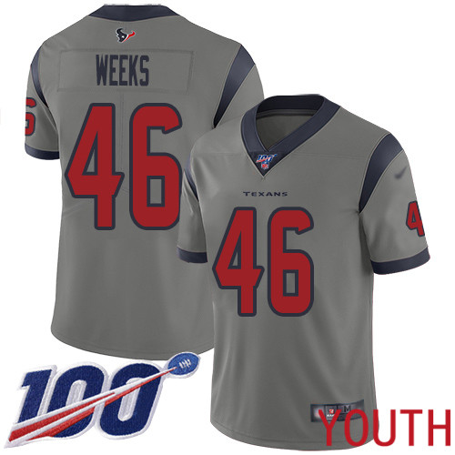 Houston Texans Limited Gray Youth Jon Weeks Jersey NFL Football #46 100th Season Inverted Legend